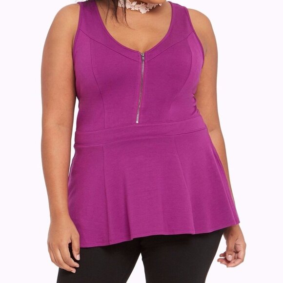 Womens NWT Torrid Purple Peplum Zip Front Tank Top Size 0X - Picture 1 of 5